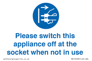 Please switch this appliance off at the socket when not in use